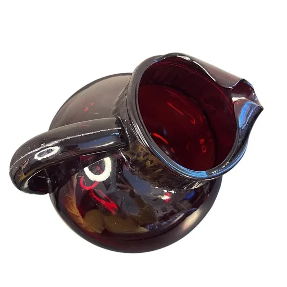 Vintage Royal Ruby Red Tilt Pitcher Anchor Hocking With Ice Lip 8" Tall - Picture 5 of 7